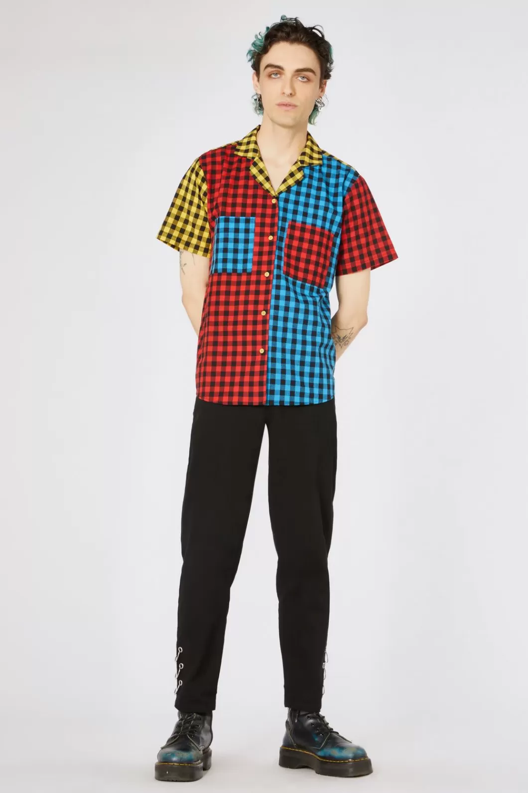 Pants & Shorts<Dangerfield Festive Gingham Short Sleeve Shirt