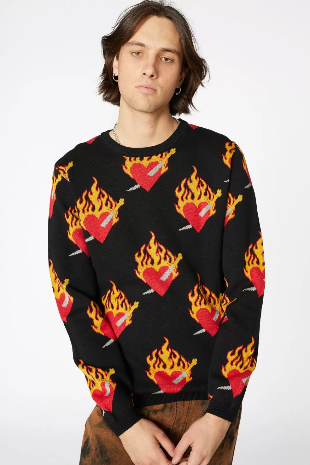 Jumpers & Knits<Dangerfield Flamed Heart Unisex Knit