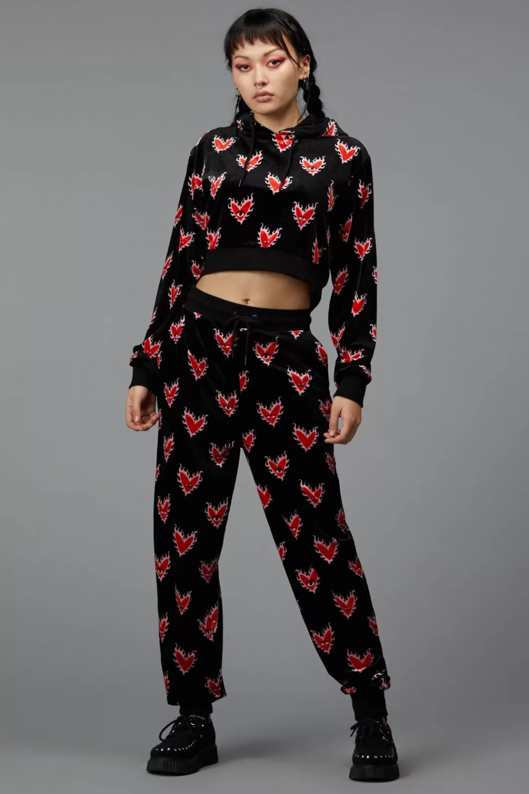 Pants & Jumpsuits<Black Friday Flamin Hearts Velour Trackpant