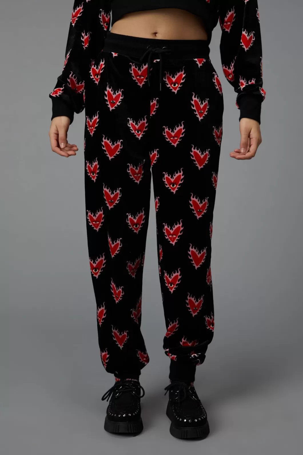 Pants & Jumpsuits<Black Friday Flamin Hearts Velour Trackpant