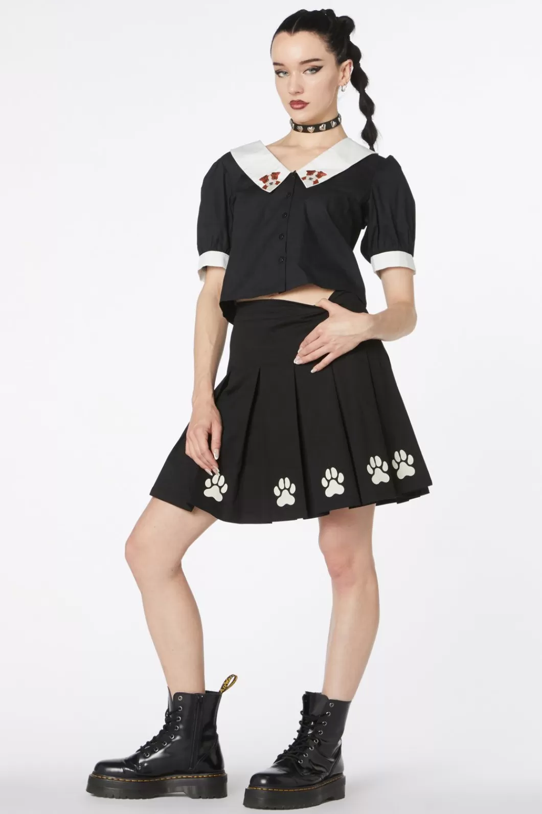 Skirts & Skorts<Dangerfield Flock Paw Print Pleat Skirt