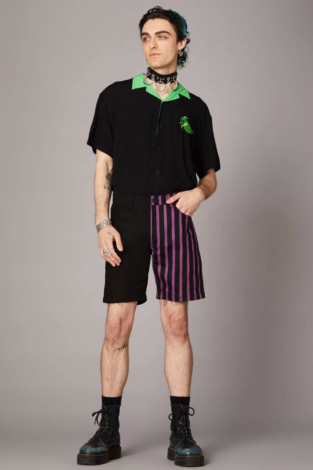 Pants & Shorts<Black Friday Goth Stripe Contrast Short