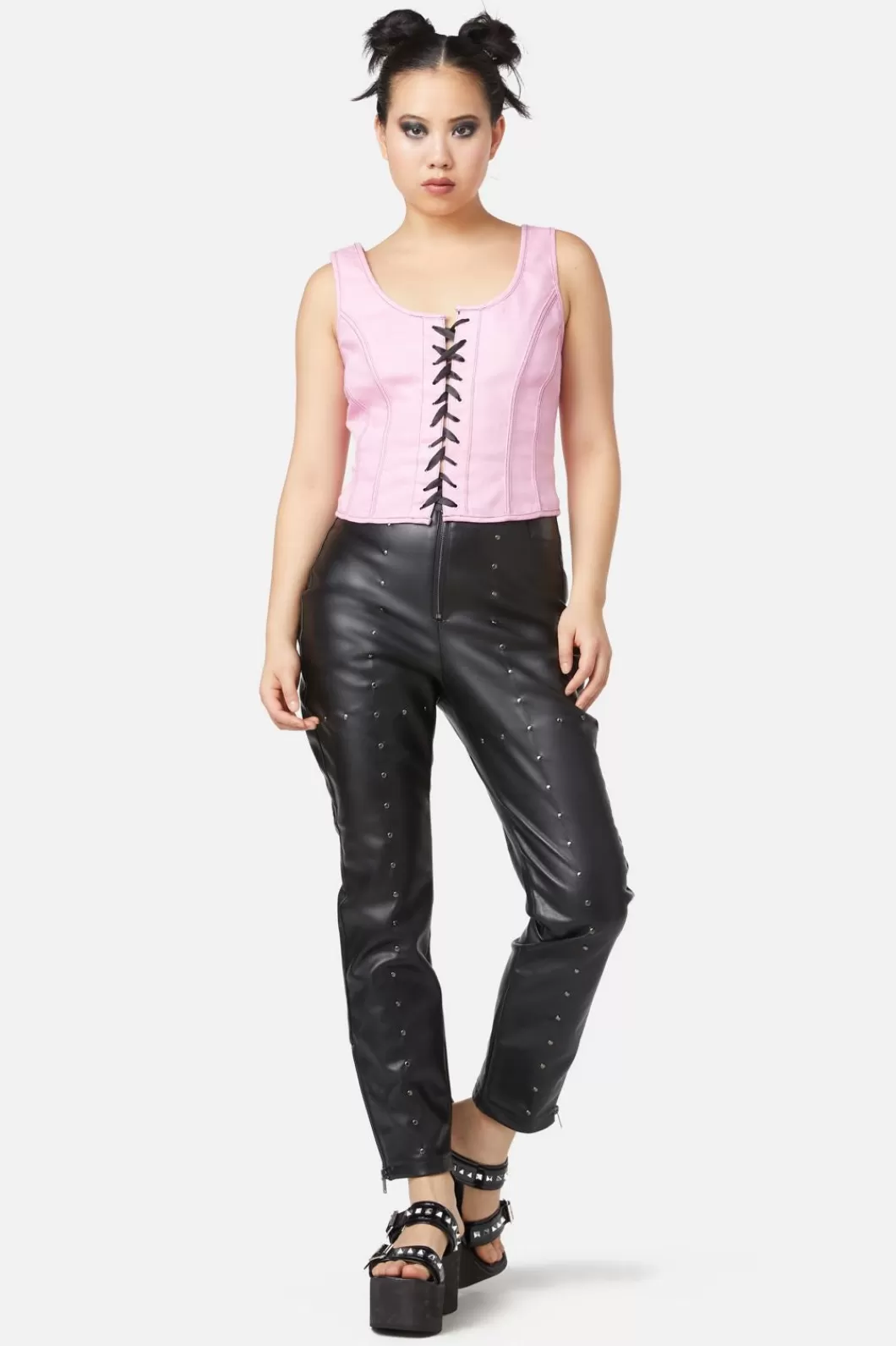 Pants & Jumpsuits<Dangerfield Goth Studded Pu Leggings