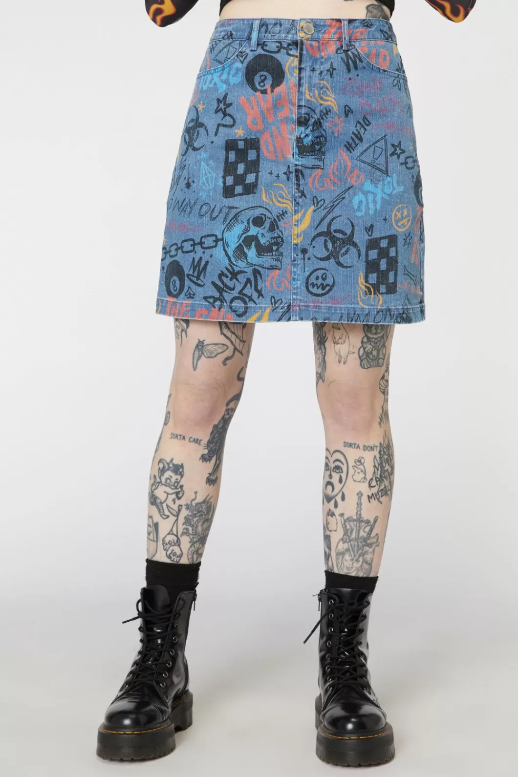 Skirts & Skorts<Dangerfield Graffiti Denim Mini Skirt