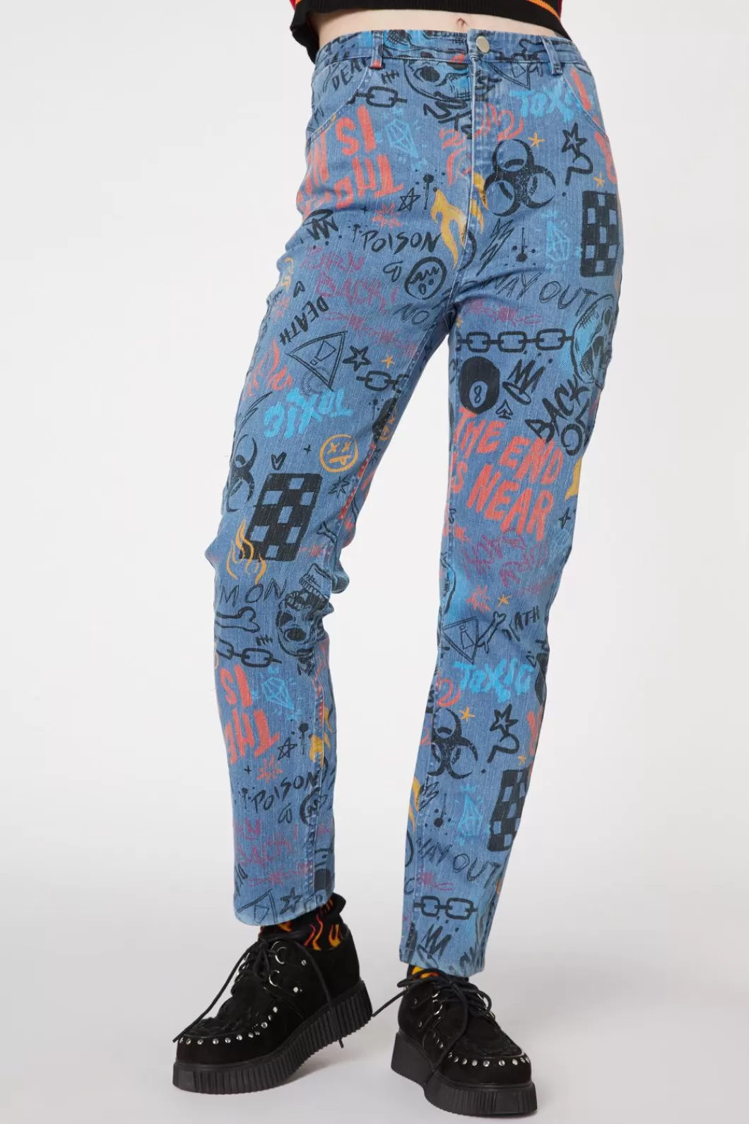 Pants & Jumpsuits<Dangerfield Graffiti Denim Slim Jean