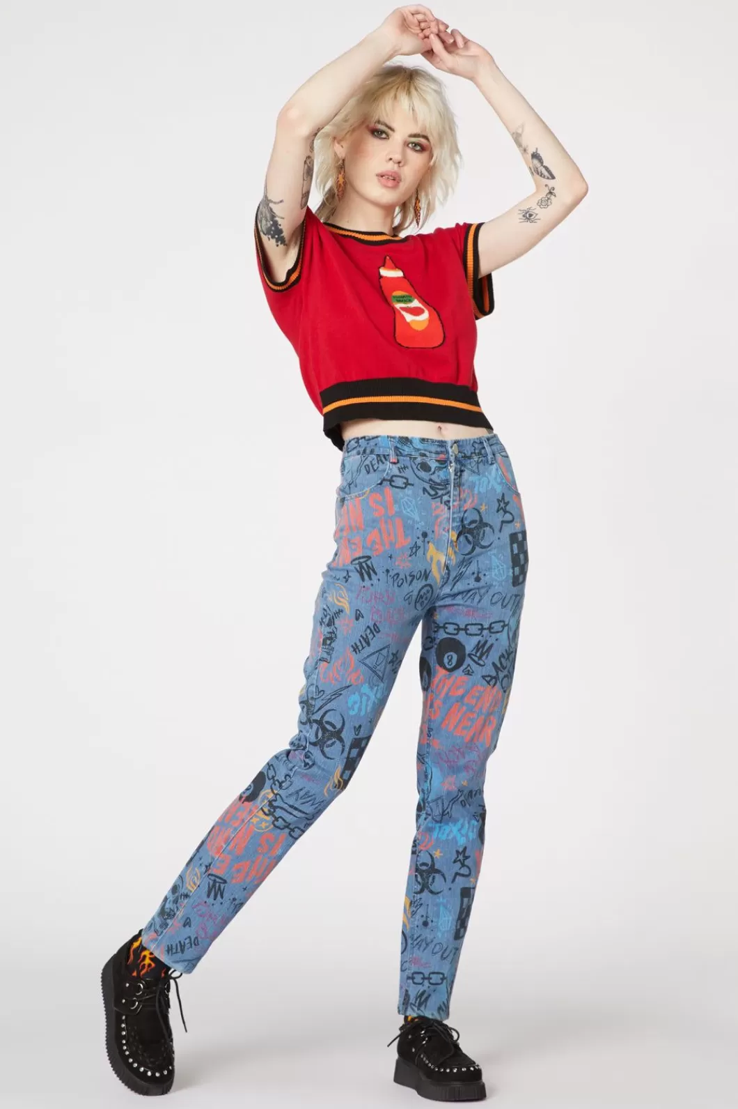 Pants & Jumpsuits<Dangerfield Graffiti Denim Slim Jean