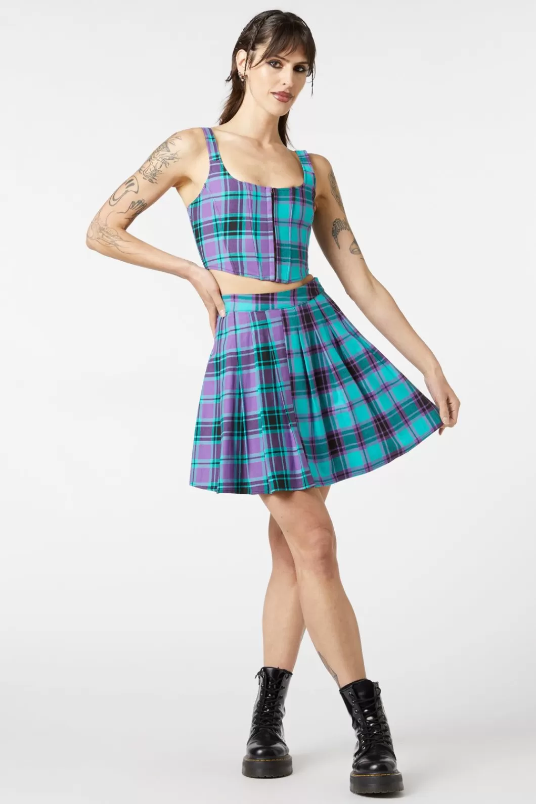 Skirts & Skorts<Dangerfield Grinning Tartan Pleated Skirt