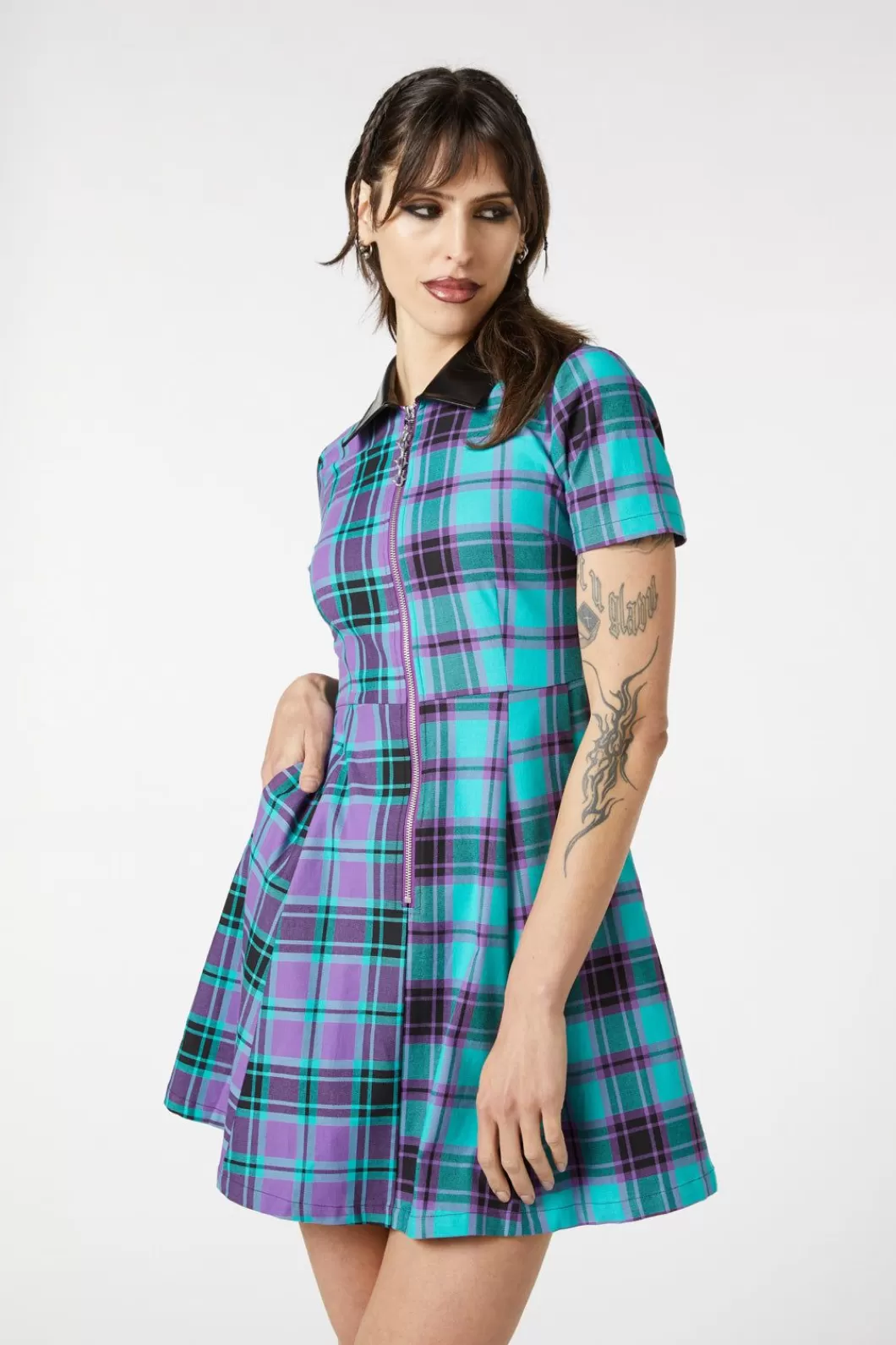 Dresses & Pinafores<Dangerfield Grinning Tartan Zipper Dress