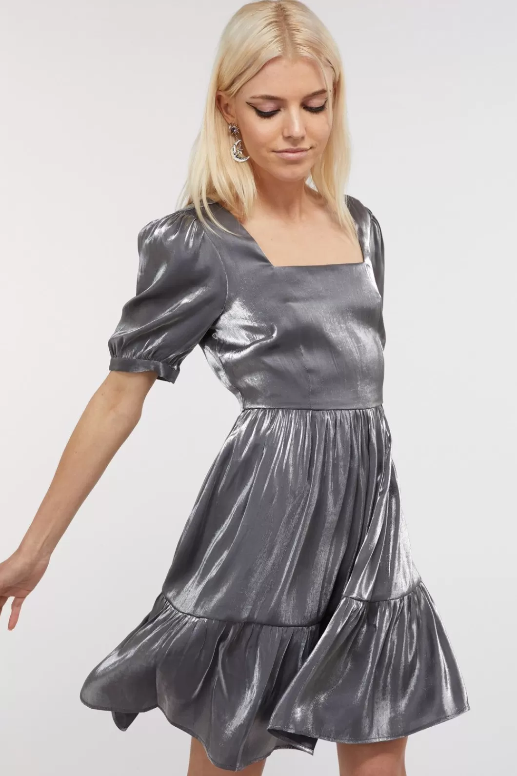 Dresses & Pinafores<Dangerfield Holographic Ruffle Dress