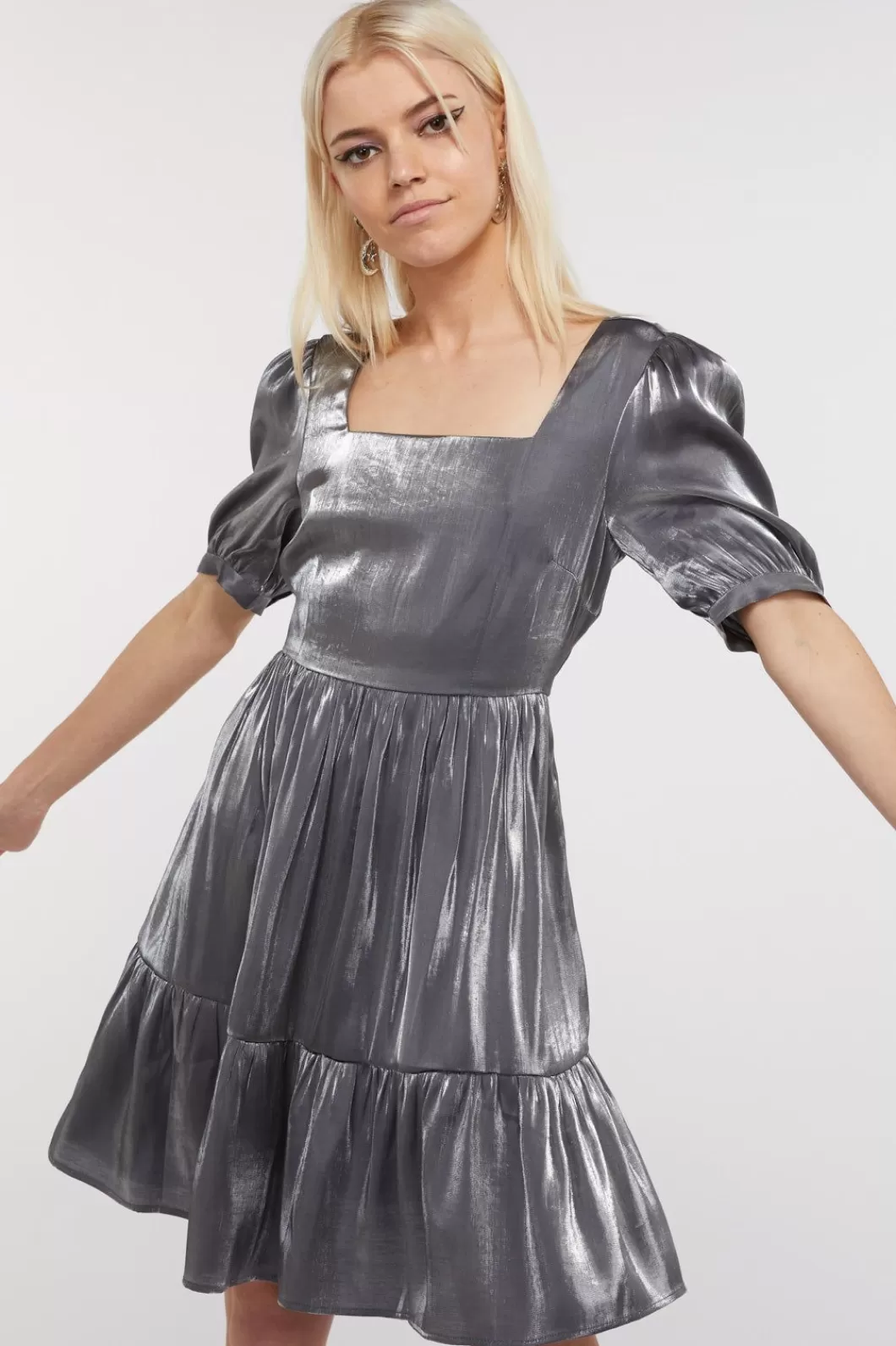 Dresses & Pinafores<Dangerfield Holographic Ruffle Dress