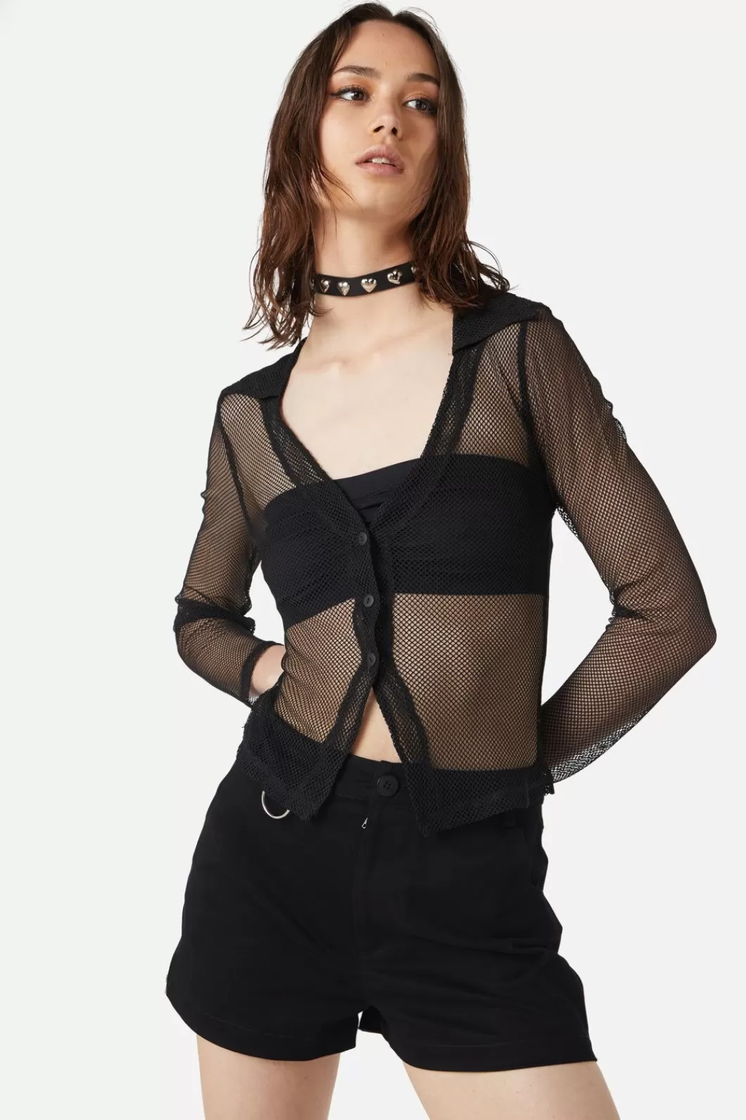 Blouses & Tops<Dangerfield Industrial Hybrid Mesh Blouse