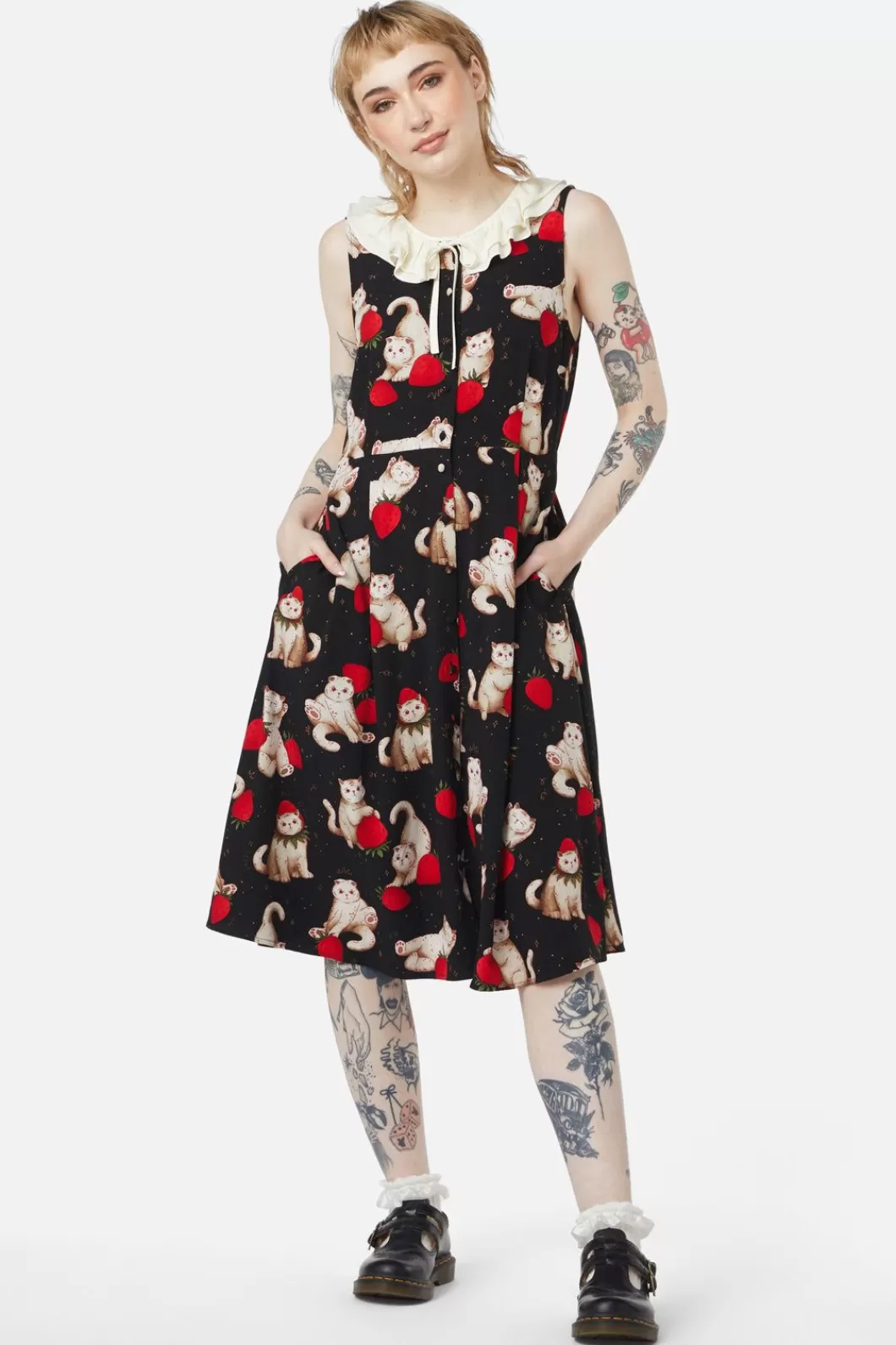 Dresses & Pinafores<Dangerfield Kitty Kisses Ruffle Neck Dress