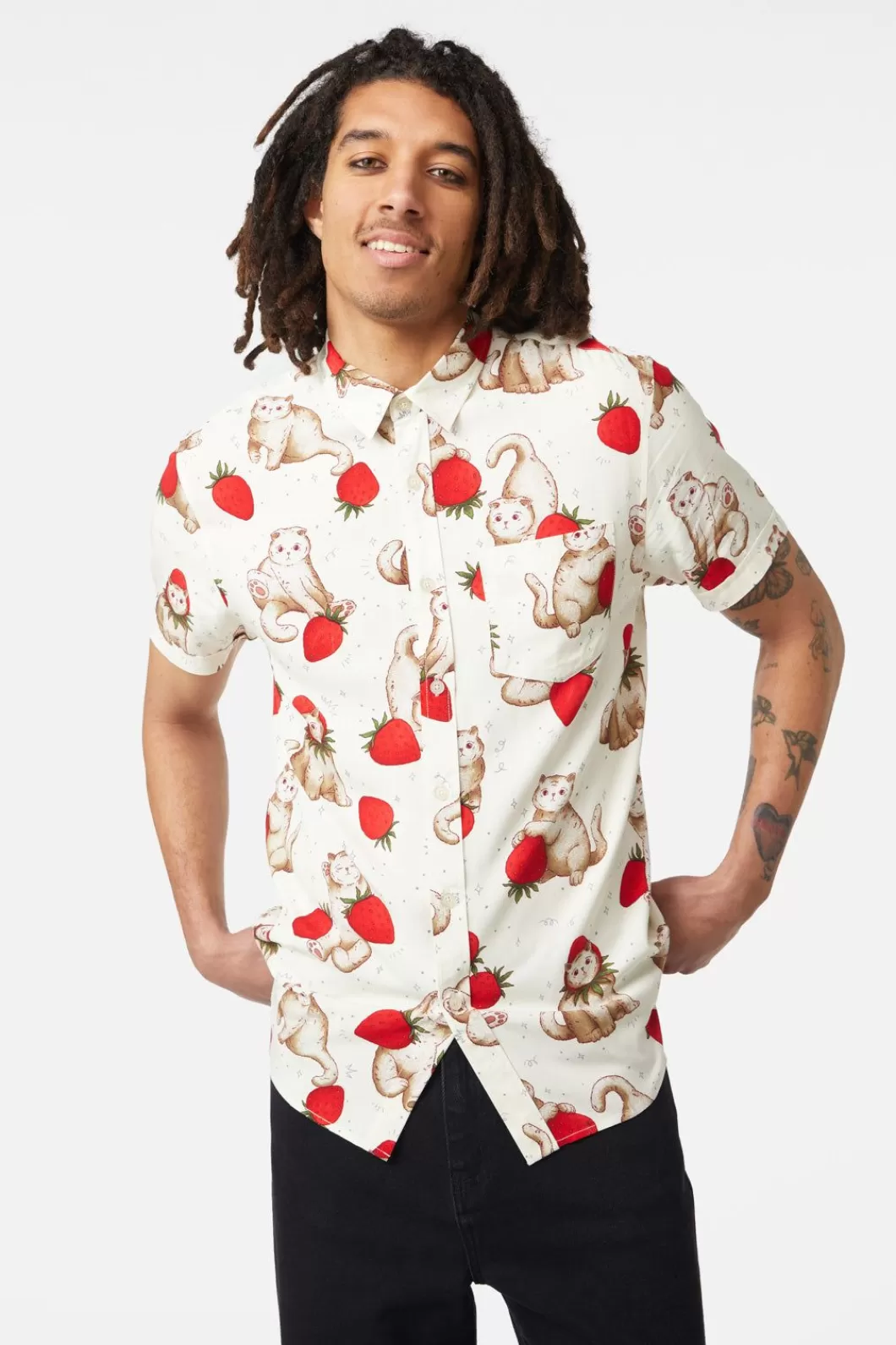 Shirts & Tees<Dangerfield Kitty Kisses Short Sleeve Shirt