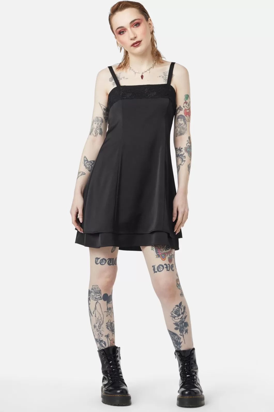 Dresses & Pinafores<Dangerfield Lace Mini Satin Dress