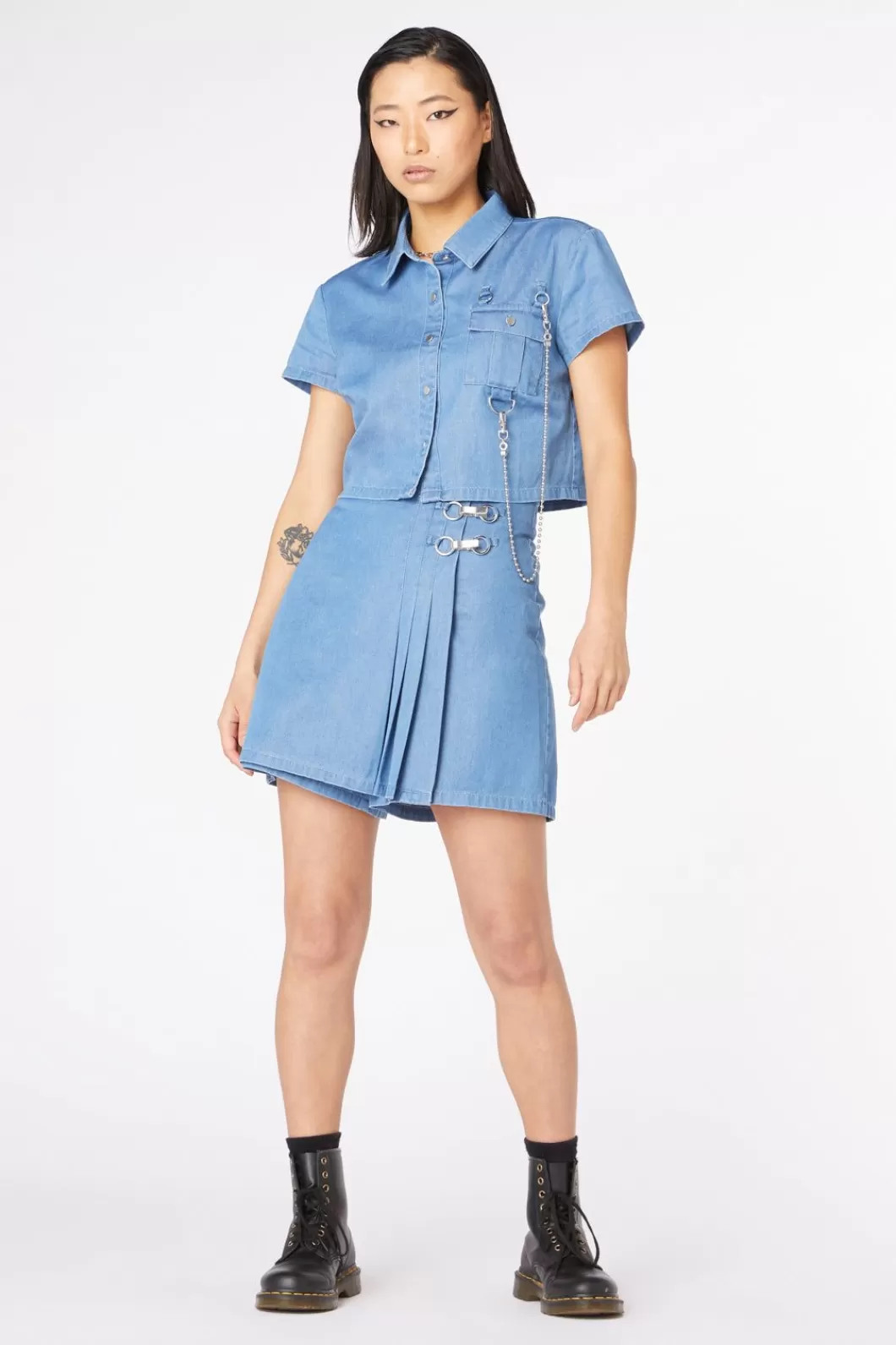 Skirts & Skorts<Dangerfield Liz Pleated Mini Denim Skort