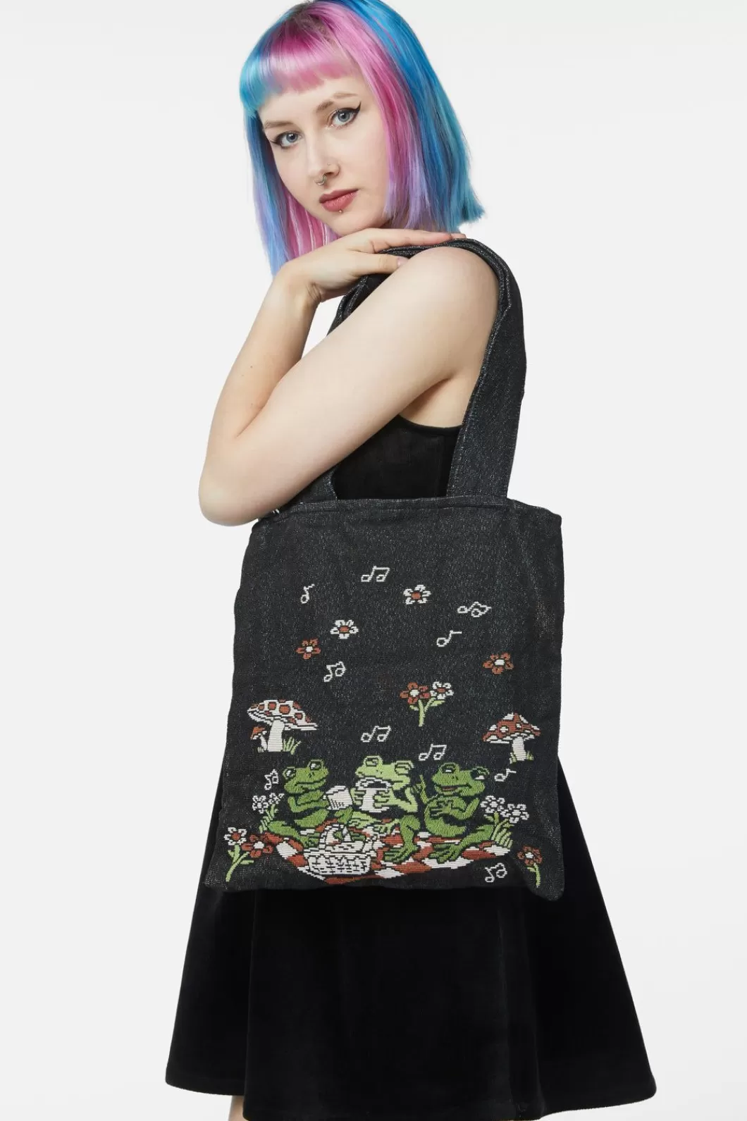 Bags<Black Friday Musical Frogs Woven Tote