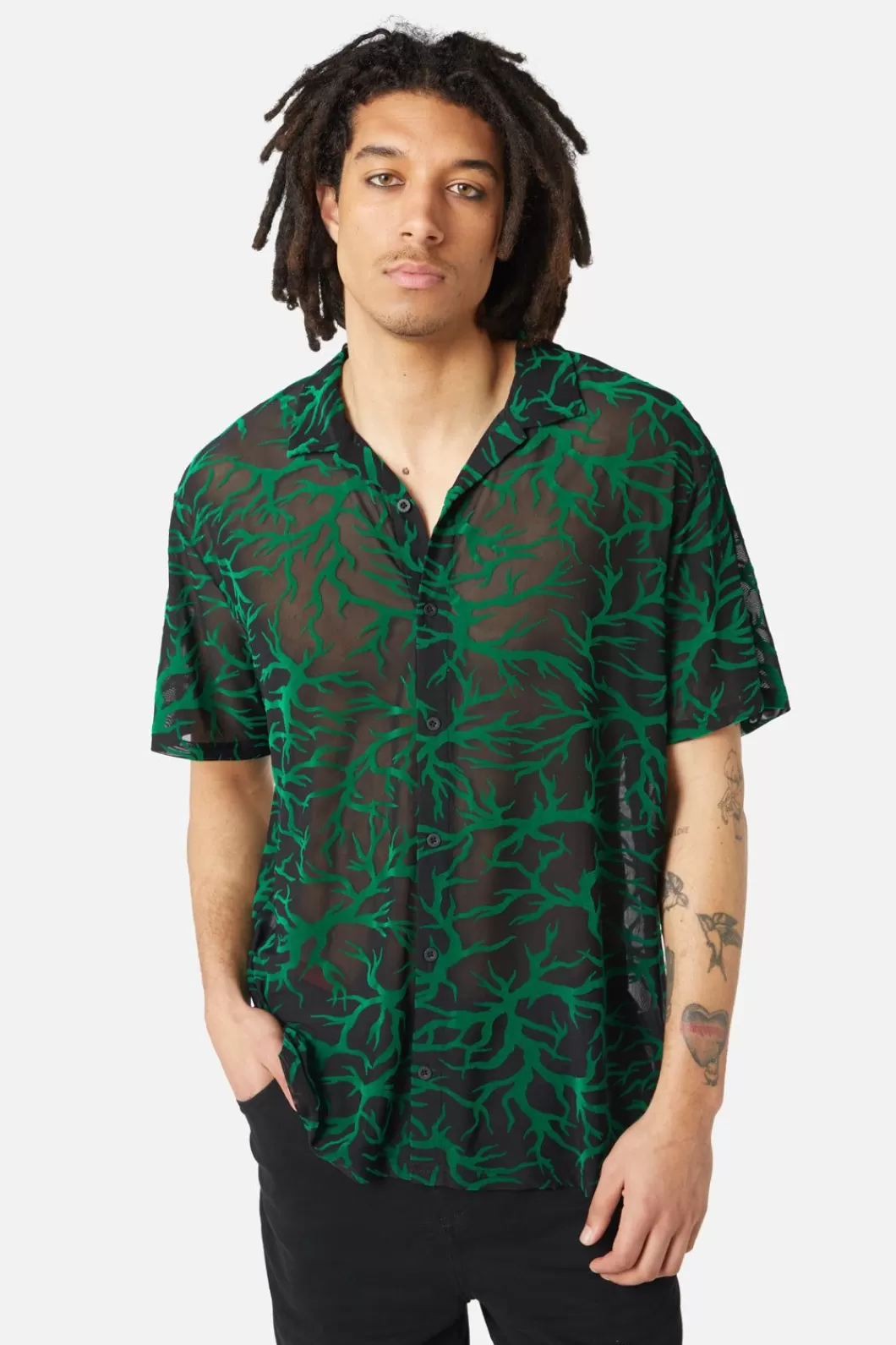 Shirts & Tees<Dangerfield Neglected Flocked Mesh Short Sleeve Shirt