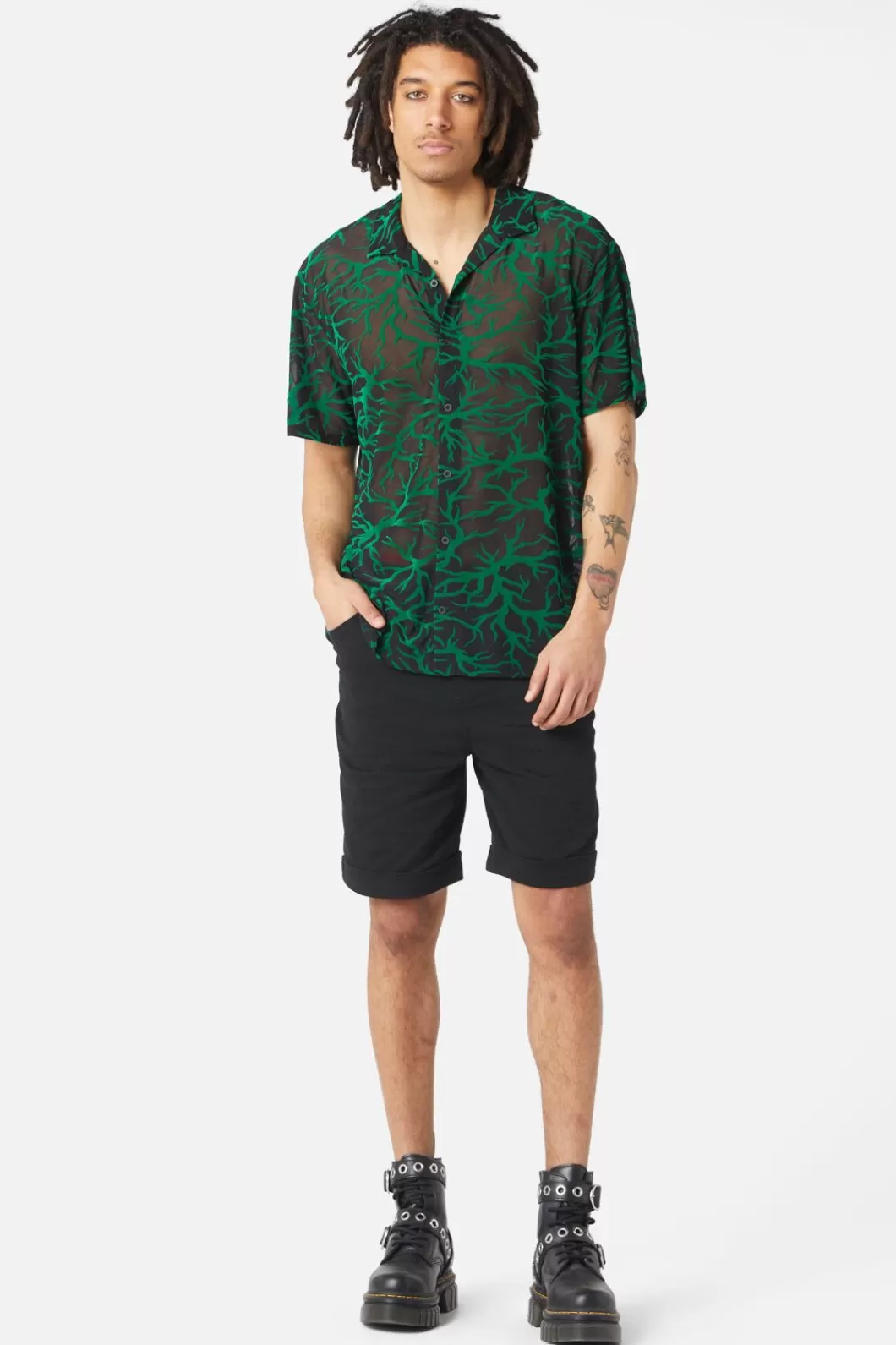 Shirts & Tees<Dangerfield Neglected Flocked Mesh Short Sleeve Shirt