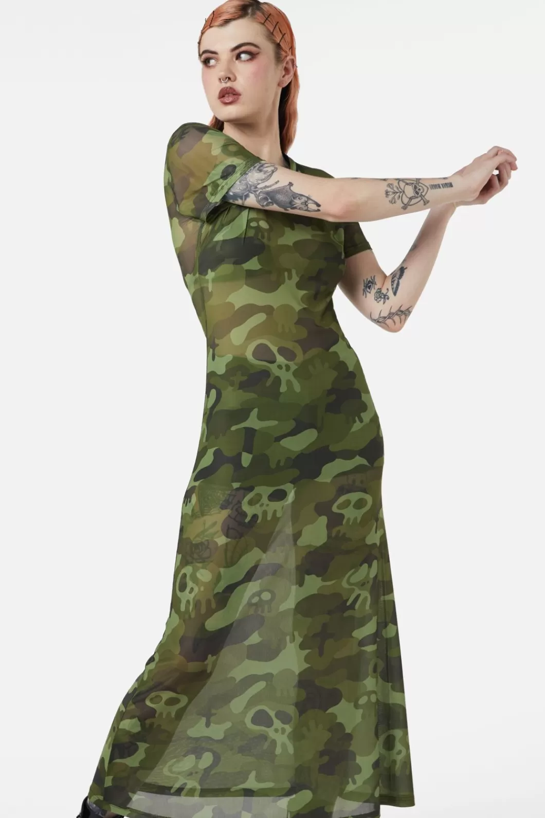 Dresses & Pinafores<Dangerfield Nook Of The Garden Camo Mesh Dress