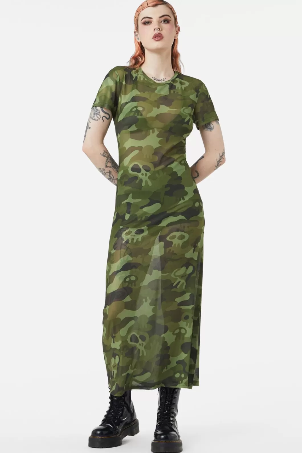 Dresses & Pinafores<Dangerfield Nook Of The Garden Camo Mesh Dress