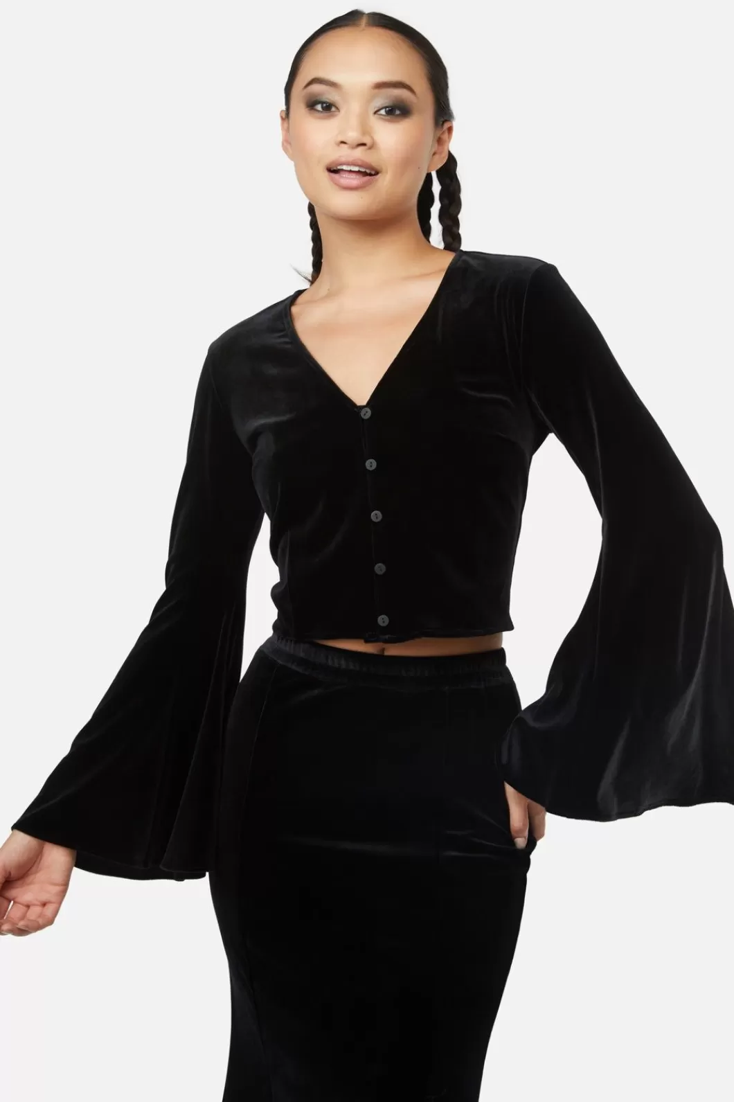 Blouses & Tops<Black Friday Obsidian Velvet Flare Top