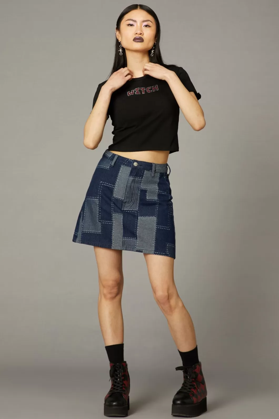 Skirts & Skorts<Black Friday Patchwork Denim Skirt