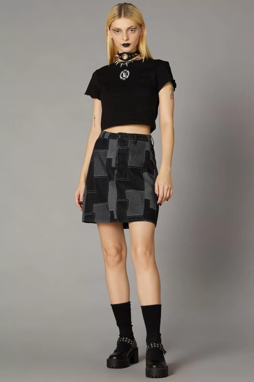 Skirts & Skorts<Black Friday Patchwork Denim Skirt