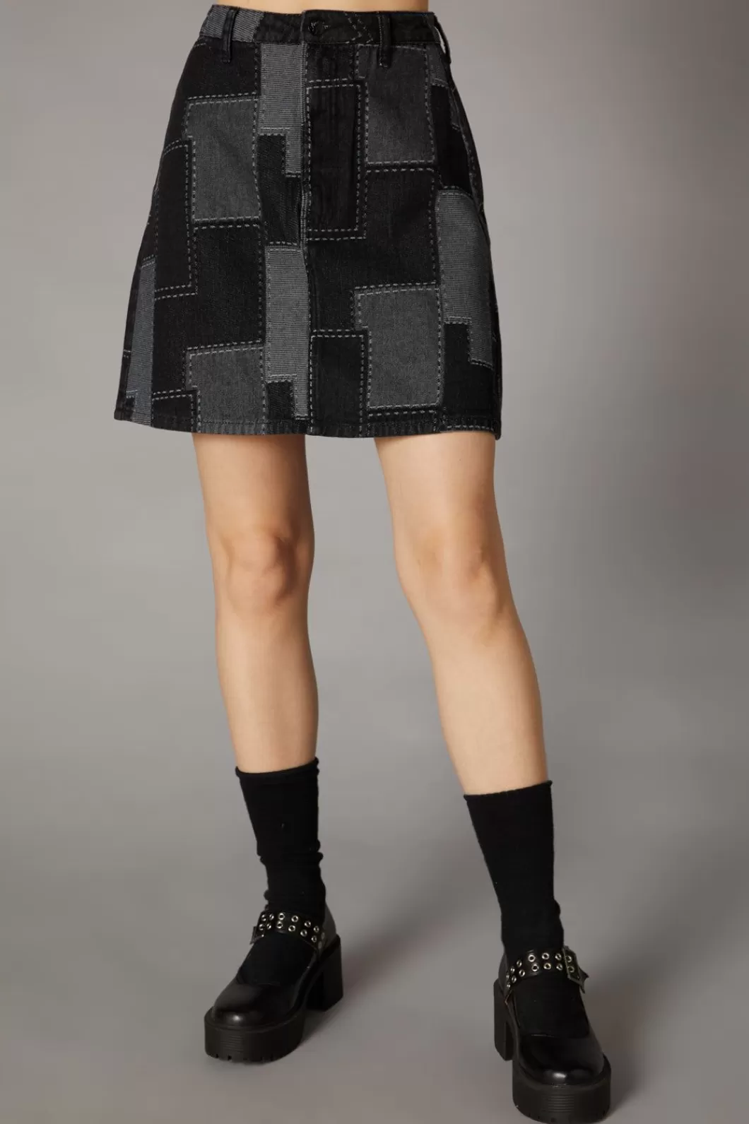 Skirts & Skorts<Black Friday Patchwork Denim Skirt