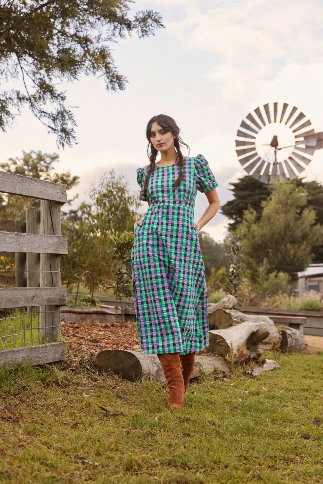 Dresses & Pinafores<Princess Highway Peppa Check Midi Dress