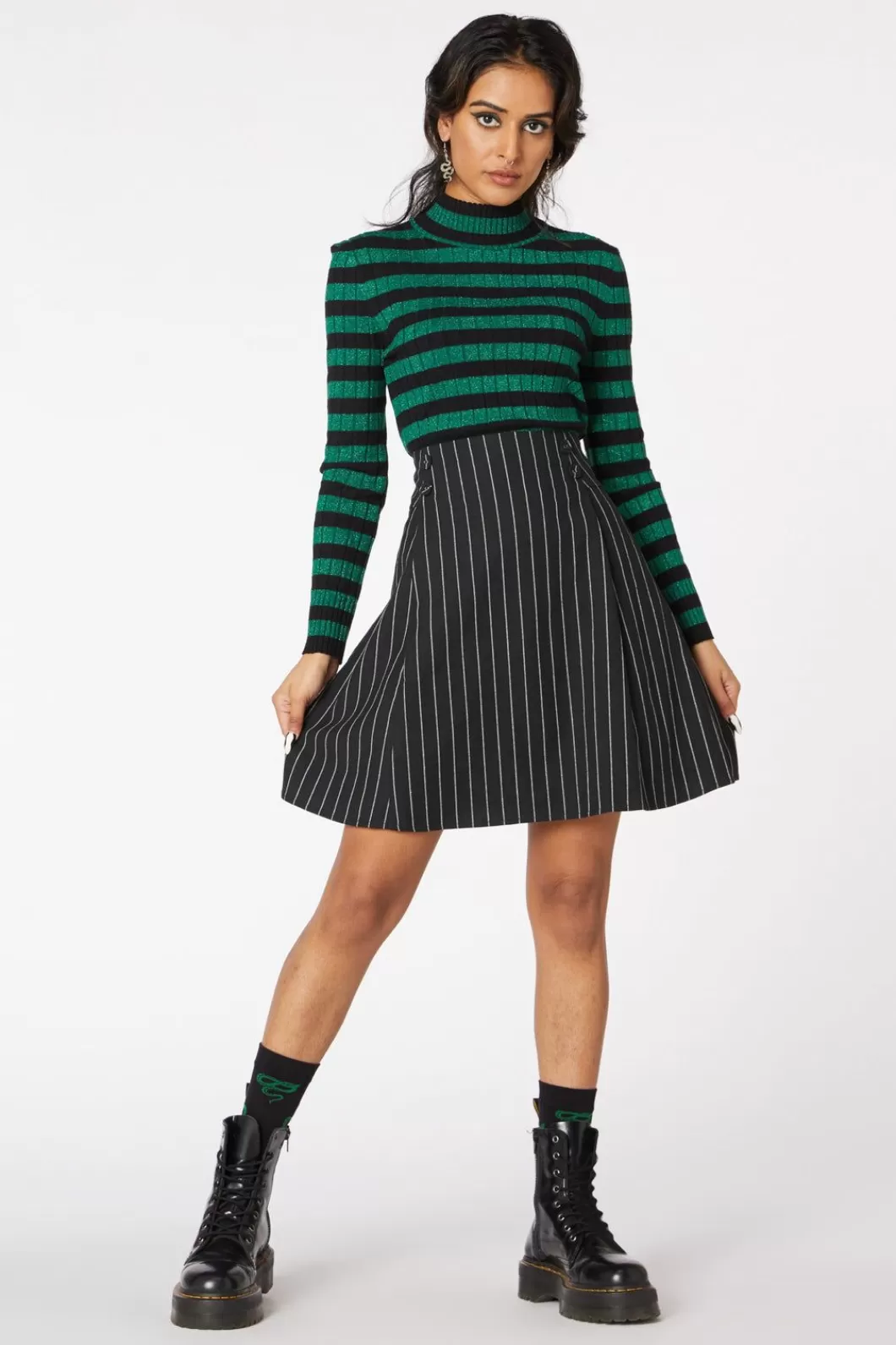 Skirts & Skorts<Dangerfield Pin Stripe Pleat Mini Skirt