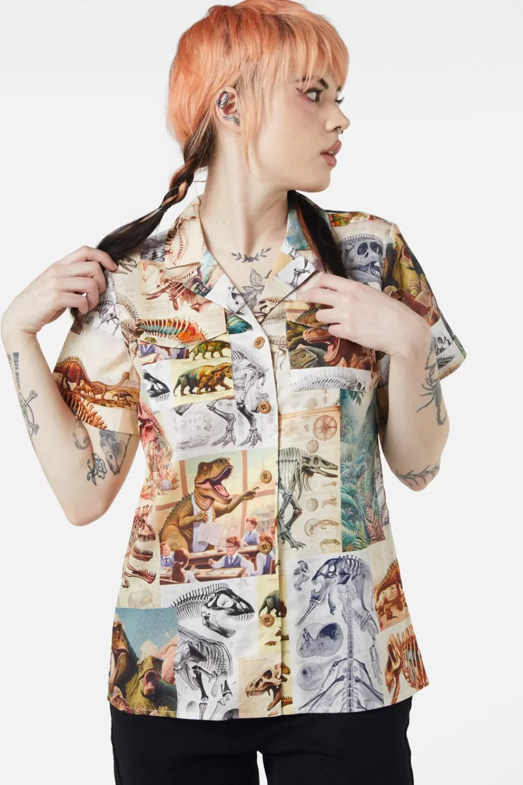 Blouses & Tops<Dangerfield Prehistoric Dino Tile Print Blouse