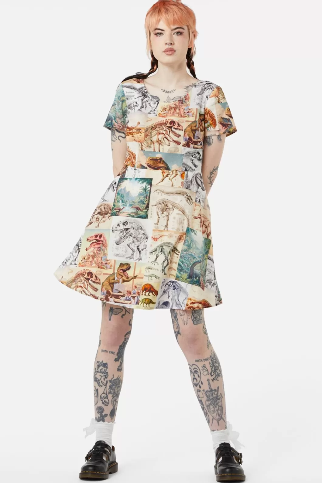 Dresses & Pinafores<Dangerfield Prehistoric Dino Tile Print Dress