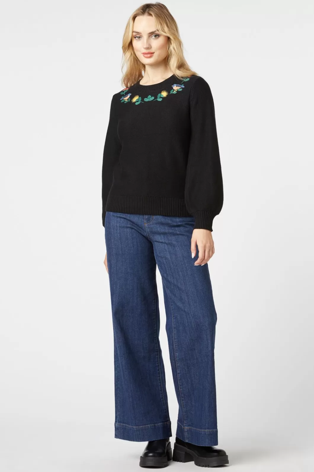 Knitwear & Cardis<Princess Highway Protea Embroidered Jumper