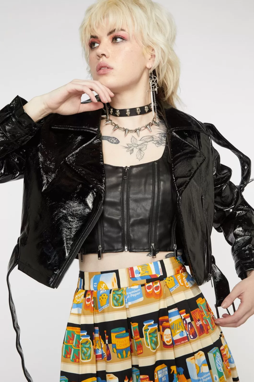 Jackets & Coats<Dangerfield Punk Cropped Vinyl Jacket