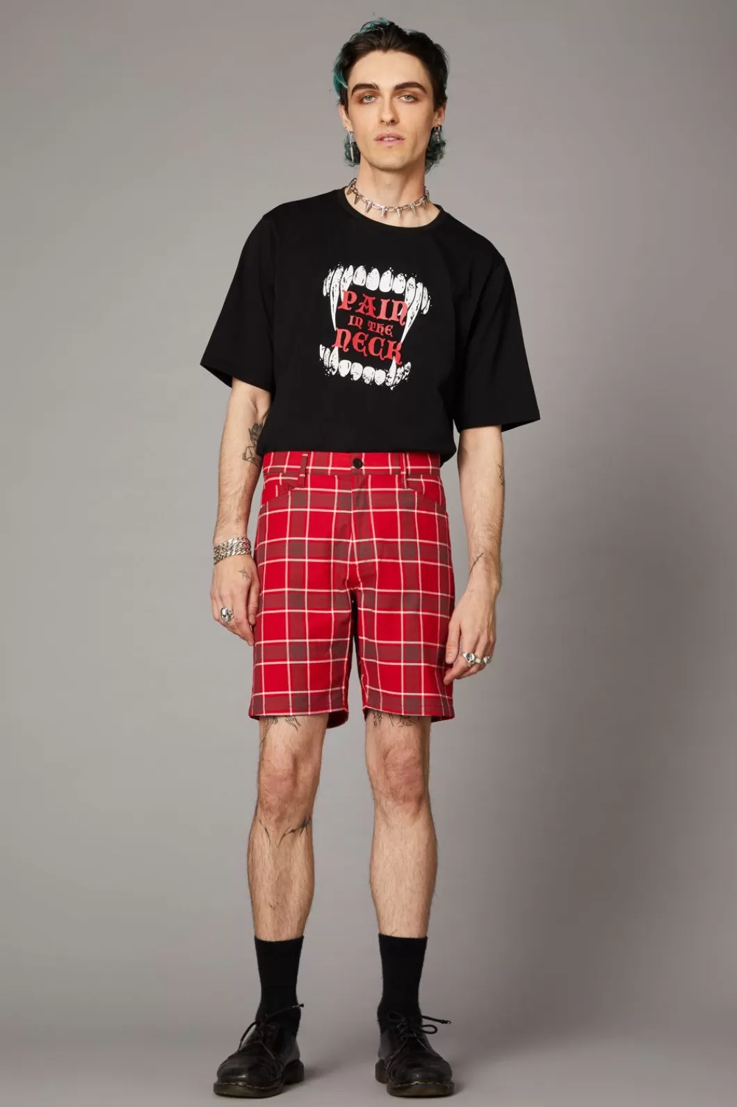 Pants & Shorts<Black Friday Punk Red Tartan Unisex Short