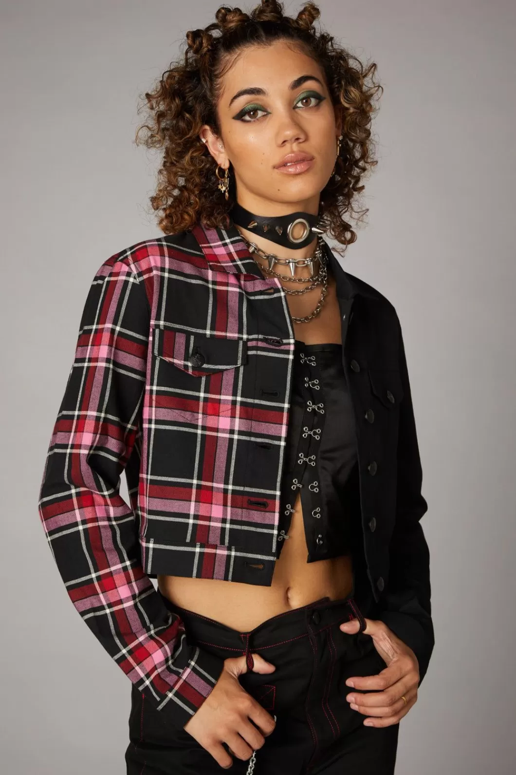 Jackets & Coats<Black Friday Punk Valentine Tartan Jacket