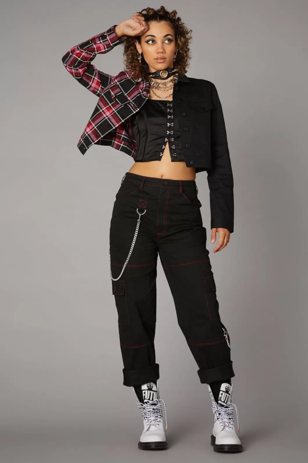 Jackets & Coats<Black Friday Punk Valentine Tartan Jacket