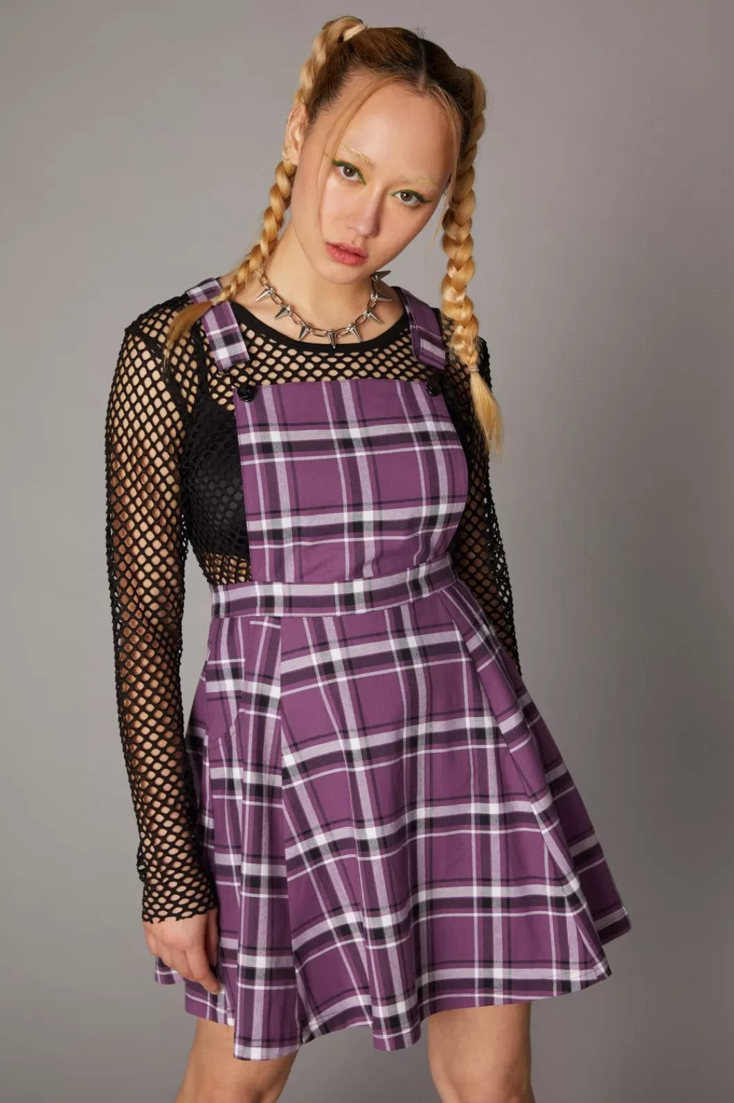 Dresses & Pinafores<Black Friday Purple Punk Tartan Pinafore