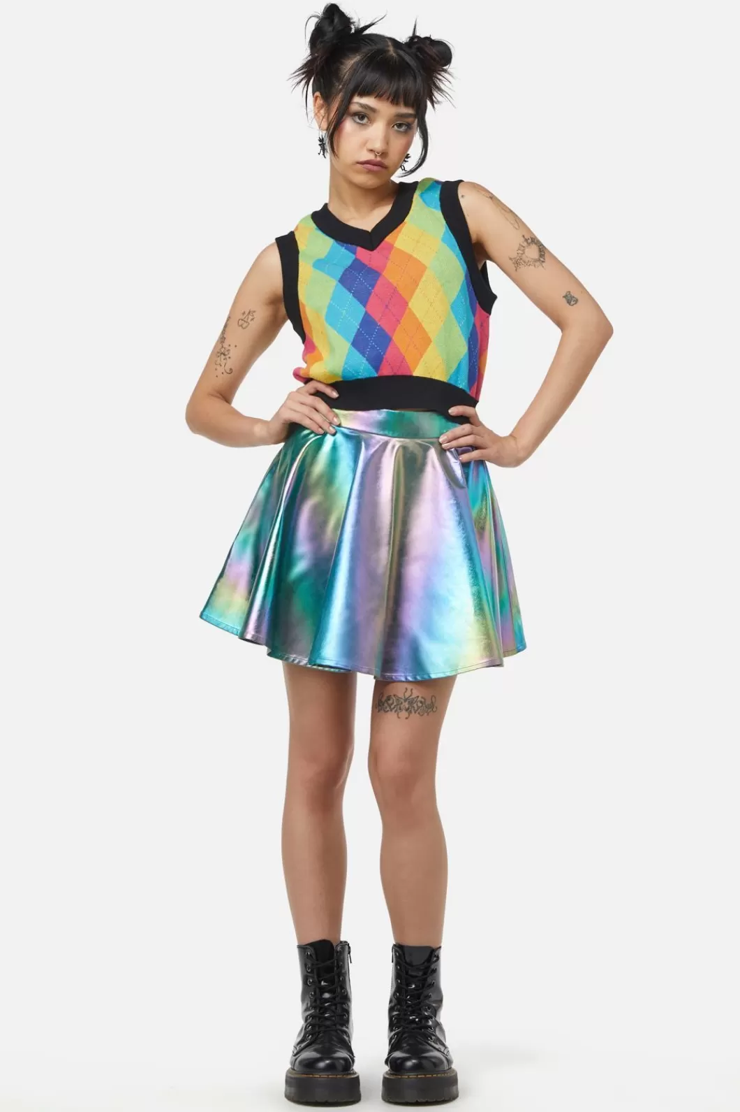 Blouses & Tops<Dangerfield Rainbow Argyle Knit Vest