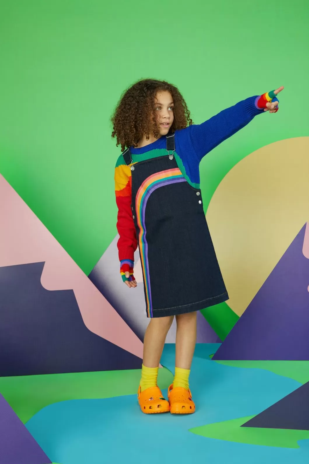 Dresses & Pinafores<Dangerkids Rainbow Denim Kids Pinafore