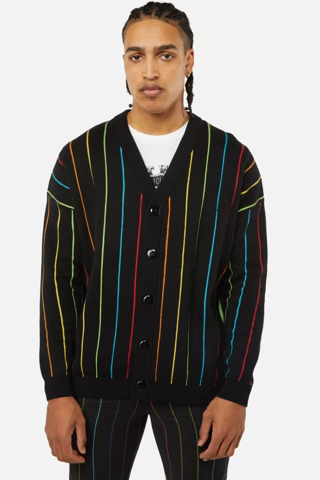 Jumpers & Knits<Dangerfield Rainbow Pin Stripe Os Cardi