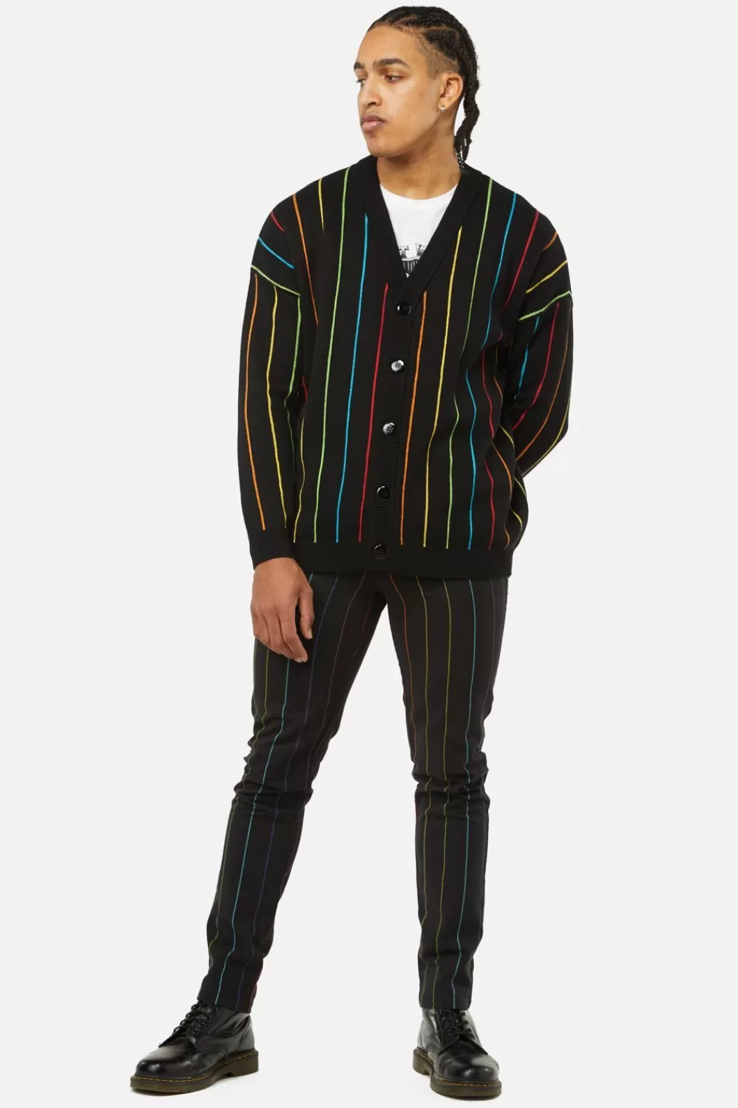 Jumpers & Knits<Dangerfield Rainbow Pin Stripe Os Cardi