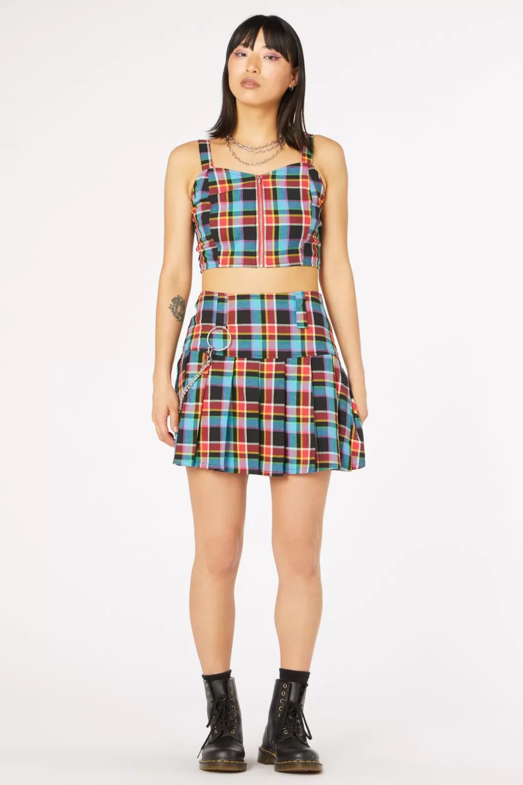 Skirts & Skorts<Dangerfield Rainbow Tartan Mini Skirt