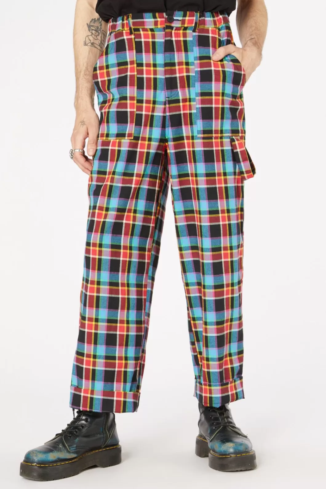 Pants & Shorts<Dangerfield Rainbow Tartan Wide Leg Pant