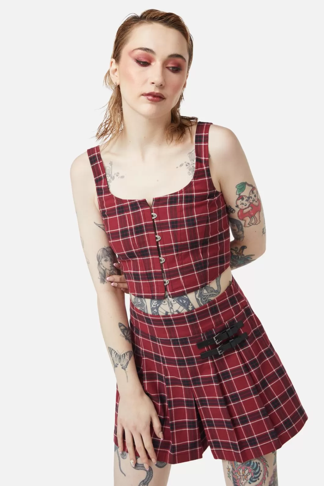 Blouses & Tops<Dangerfield Revenge Tartan Corset Top