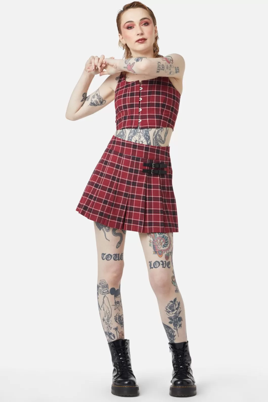 Blouses & Tops<Dangerfield Revenge Tartan Corset Top