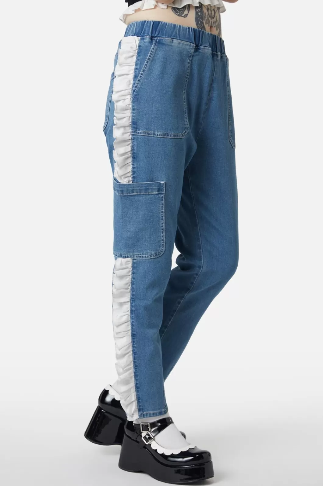 Pants & Jumpsuits<Dangerfield Ruffle Denim Cargo Pant