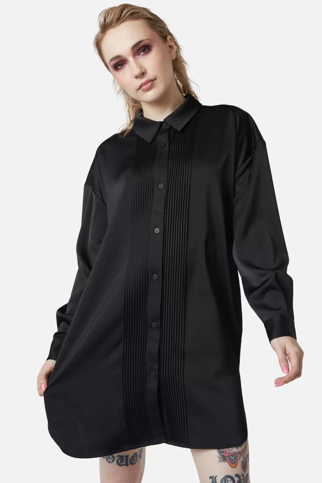 Dresses & Pinafores<Dangerfield Satin Tux Shirt Dress