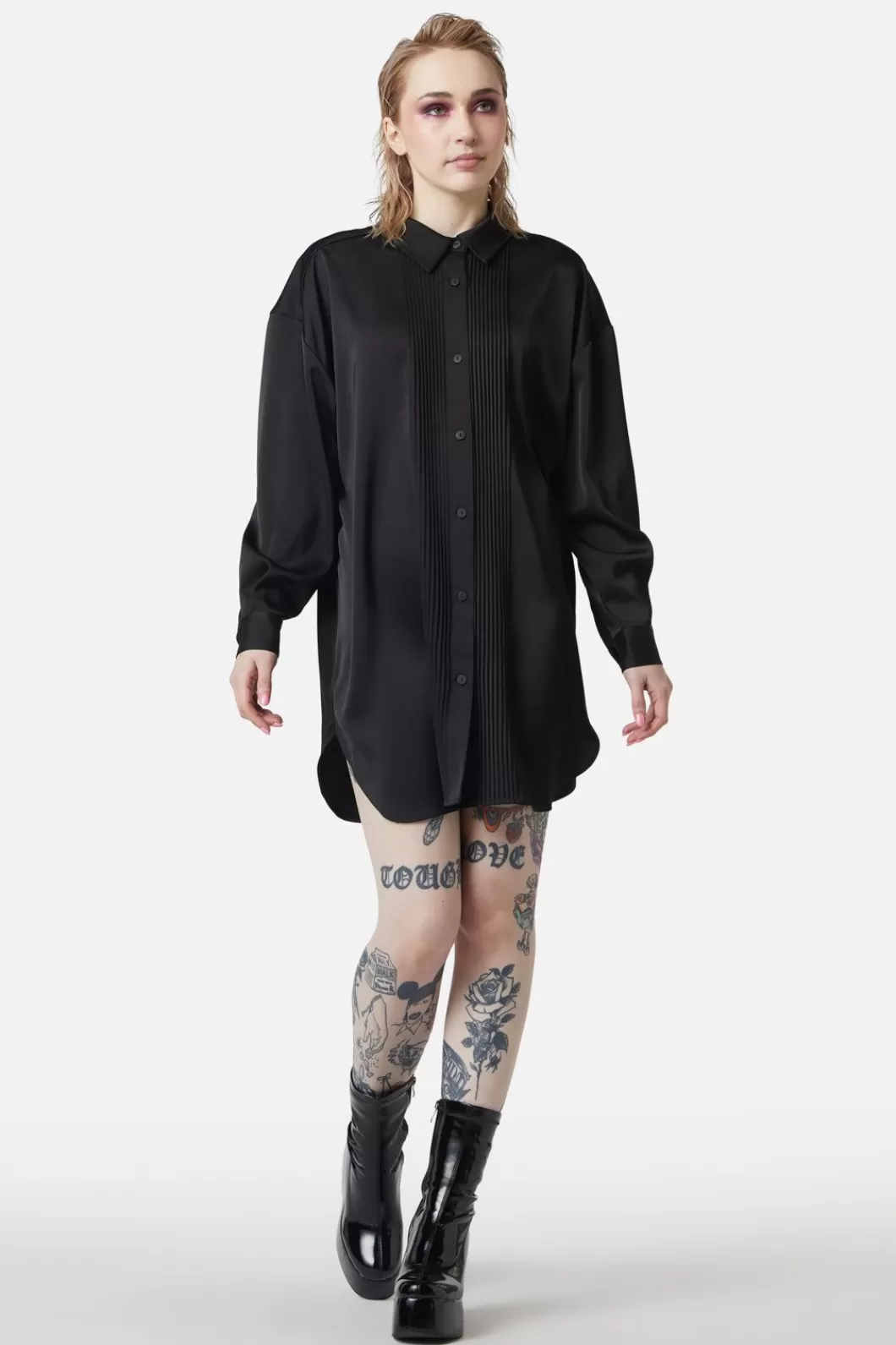 Dresses & Pinafores<Dangerfield Satin Tux Shirt Dress