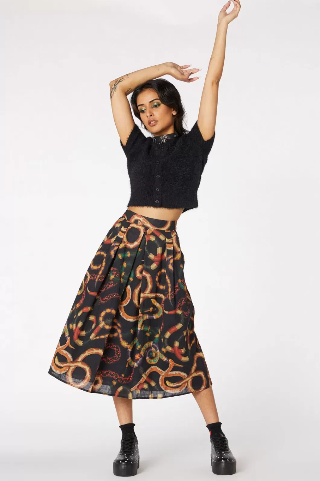 Skirts & Skorts<Dangerfield Serpent Print Pleated Skirt